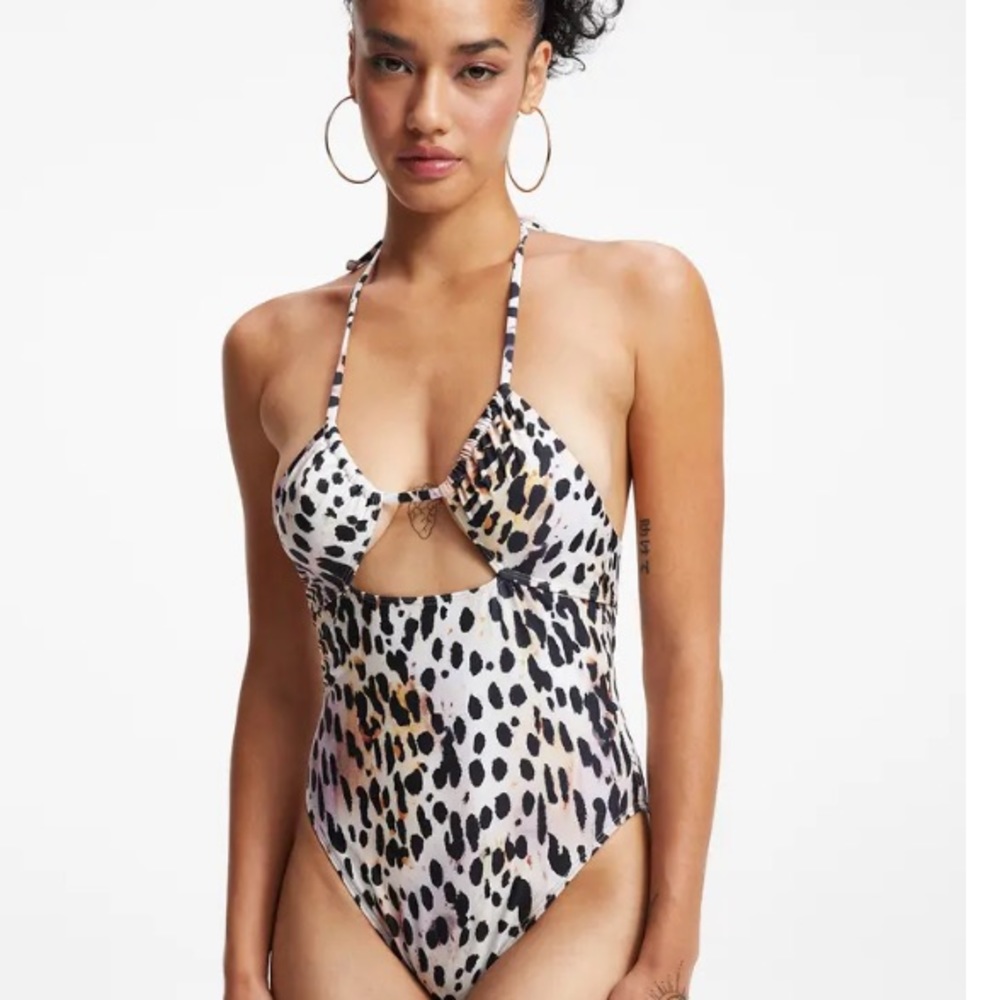 Good American Leopard Print One Piece Swimsuit